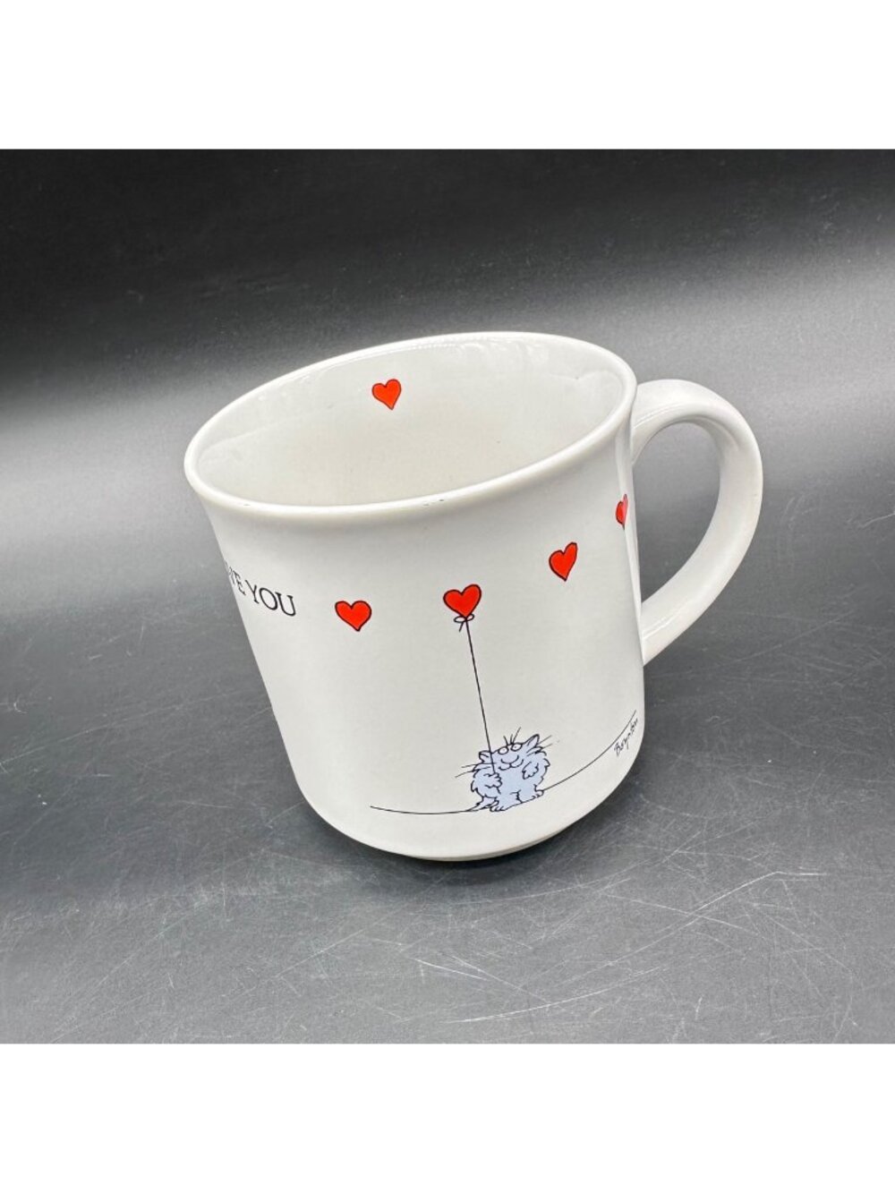 Vintage Mug Boynton Love You Cat Red Hearts 1980s Japan Ceramic Coffee Cup Retro